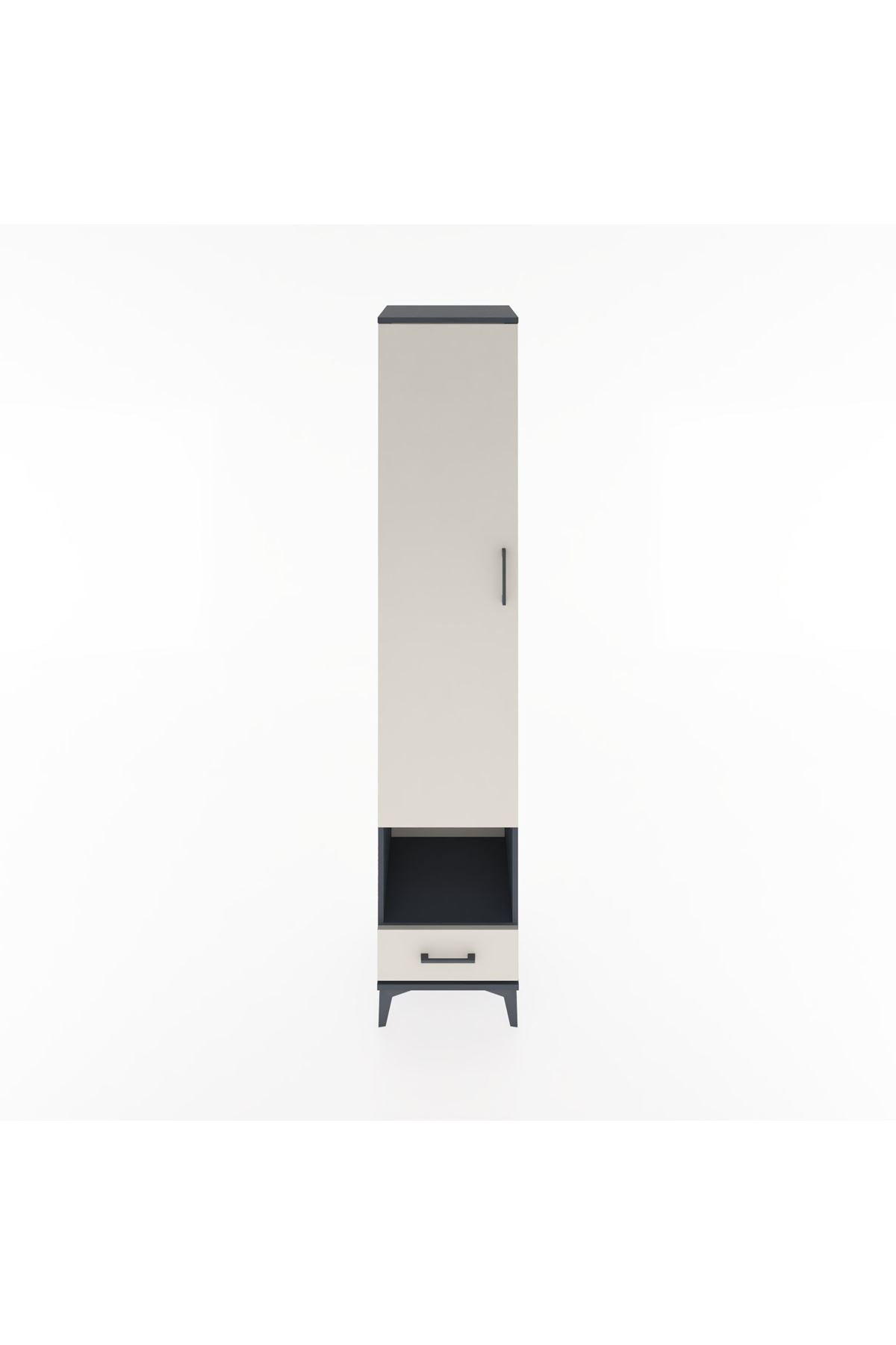 Hyperion Dolap 4 Raflı Tek Çekmeceli Tek Askılı 44x44x221 Antrasit-Aytaşı