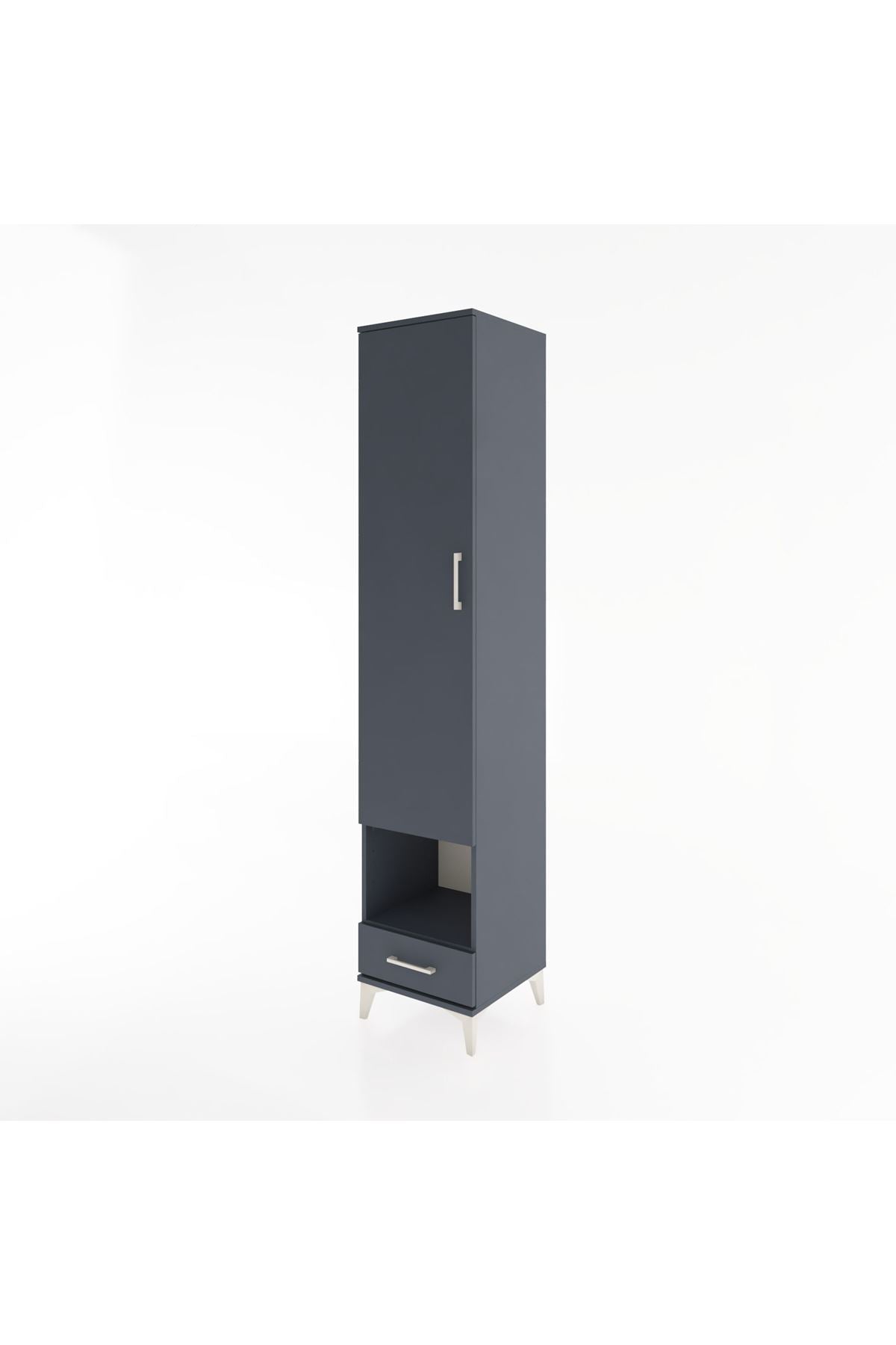 Hyperion Dolap 4 Raflı Tek Çekmeceli Tek Askılı 44x44x221 Antrasit-Antrasit