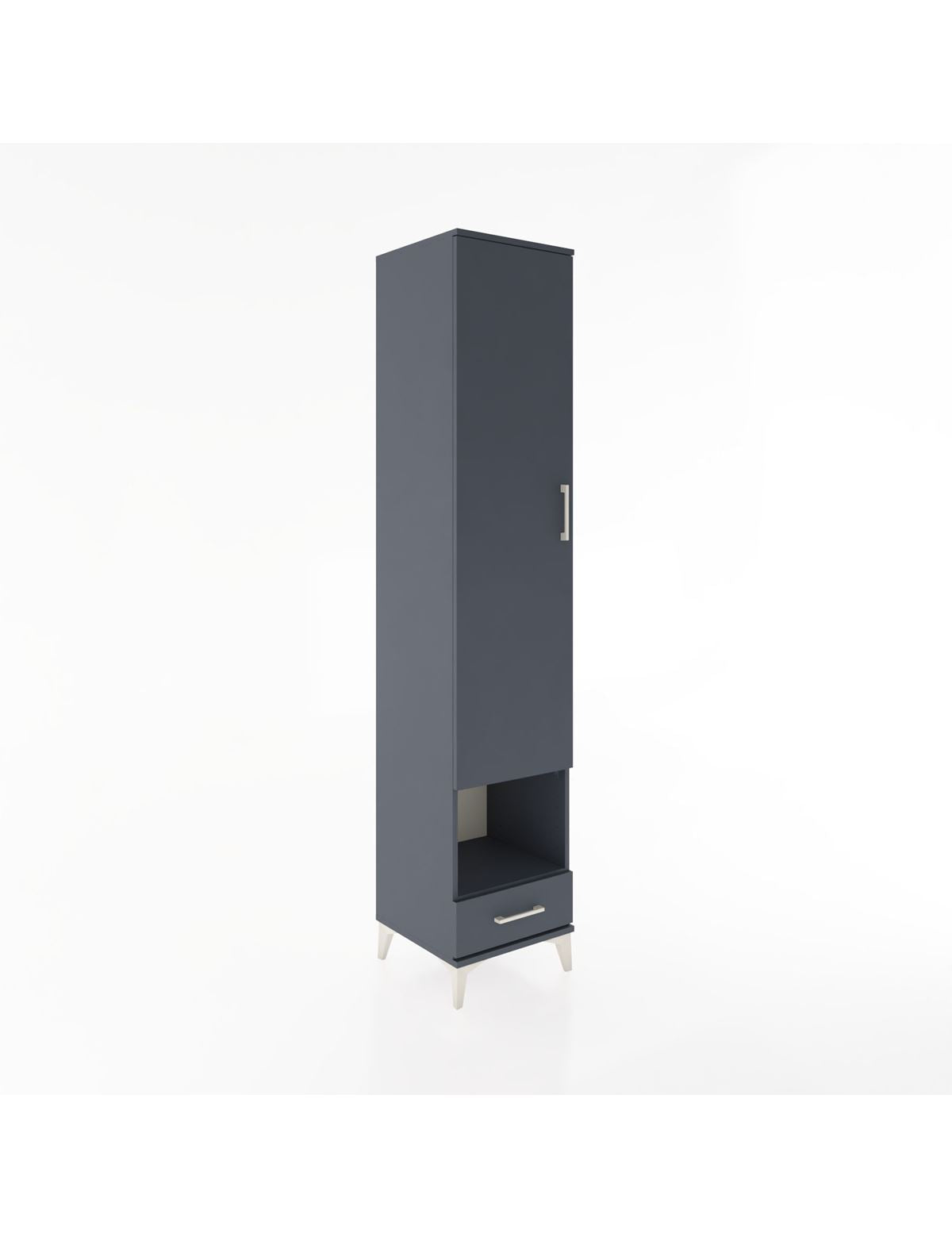 Hyperion Dolap 4 Raflı Tek Çekmeceli Tek Askılı 44x44x221 Antrasit-Antrasit