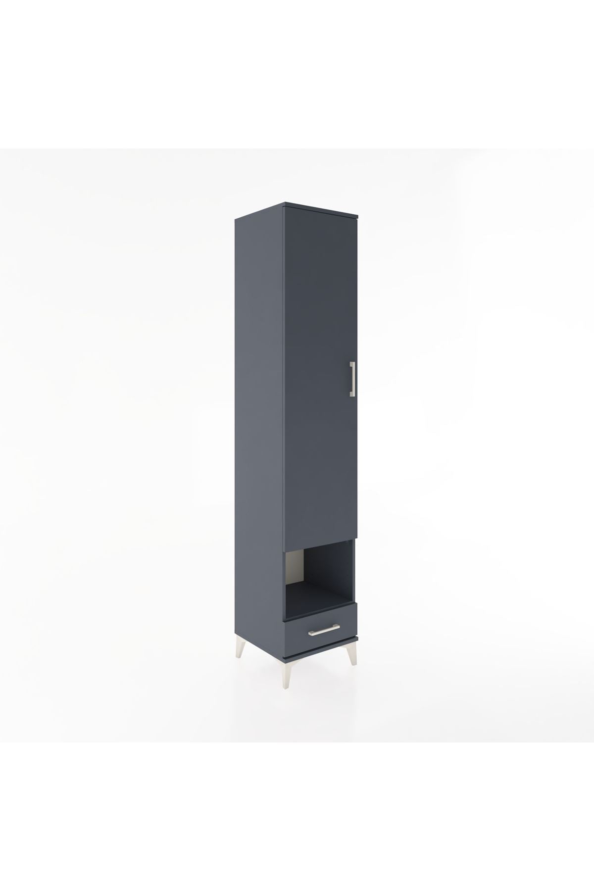 Hyperion Dolap 4 Raflı Tek Çekmeceli Tek Askılı 44x44x221 Antrasit-Antrasit