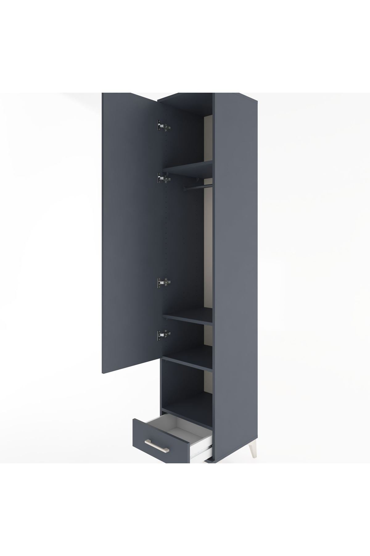 Hyperion Dolap 4 Raflı Tek Çekmeceli Tek Askılı 44x44x221 Antrasit-Antrasit