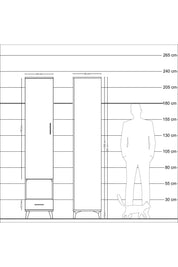 Hyperion Dolap 4 Raflı Tek Çekmeceli Tek Askılı 44x44x221 Çam-Aytaşı