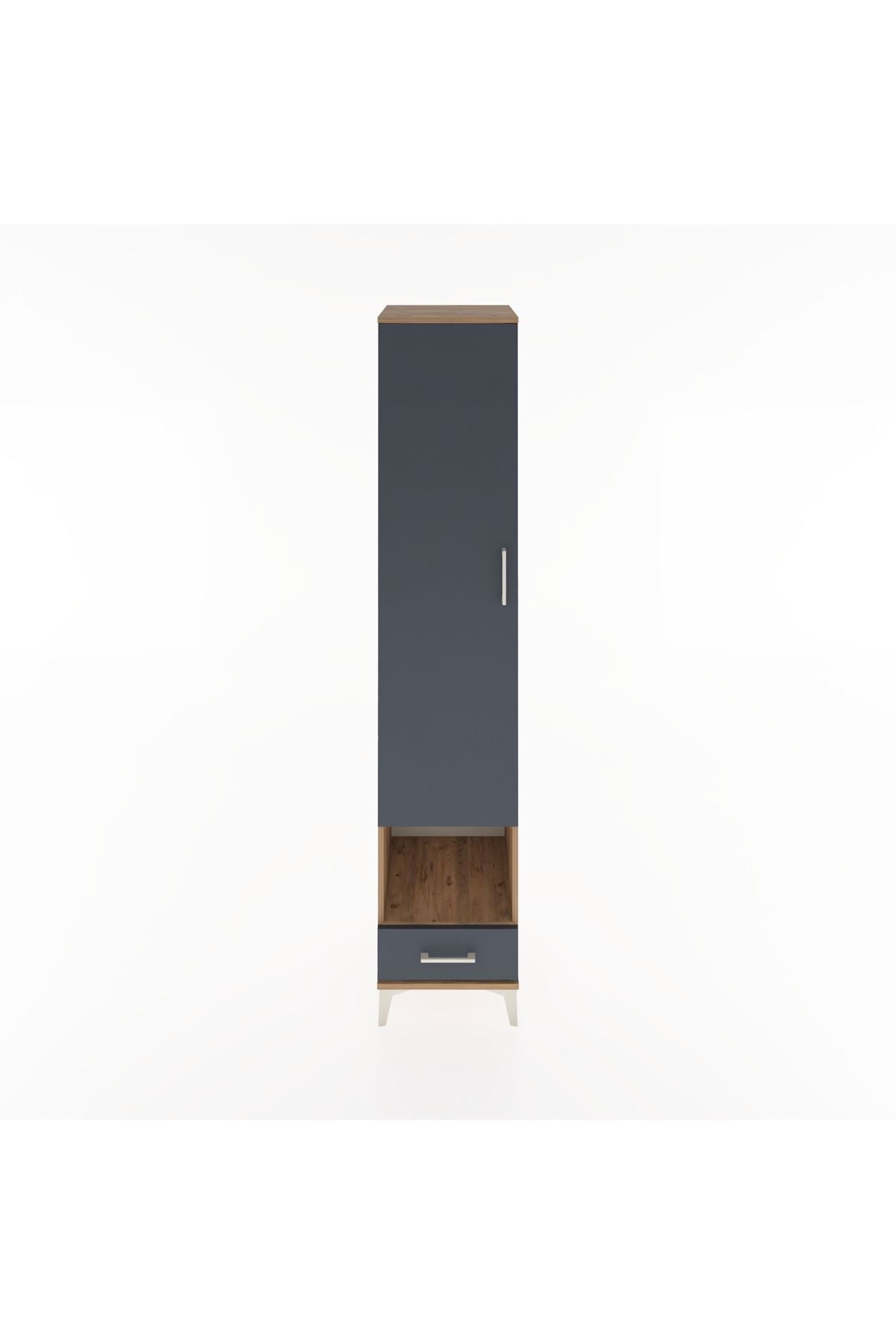 Hyperion Dolap 4 Raflı Tek Çekmeceli Tek Askılı 44x44x221 Çam-Antrasit