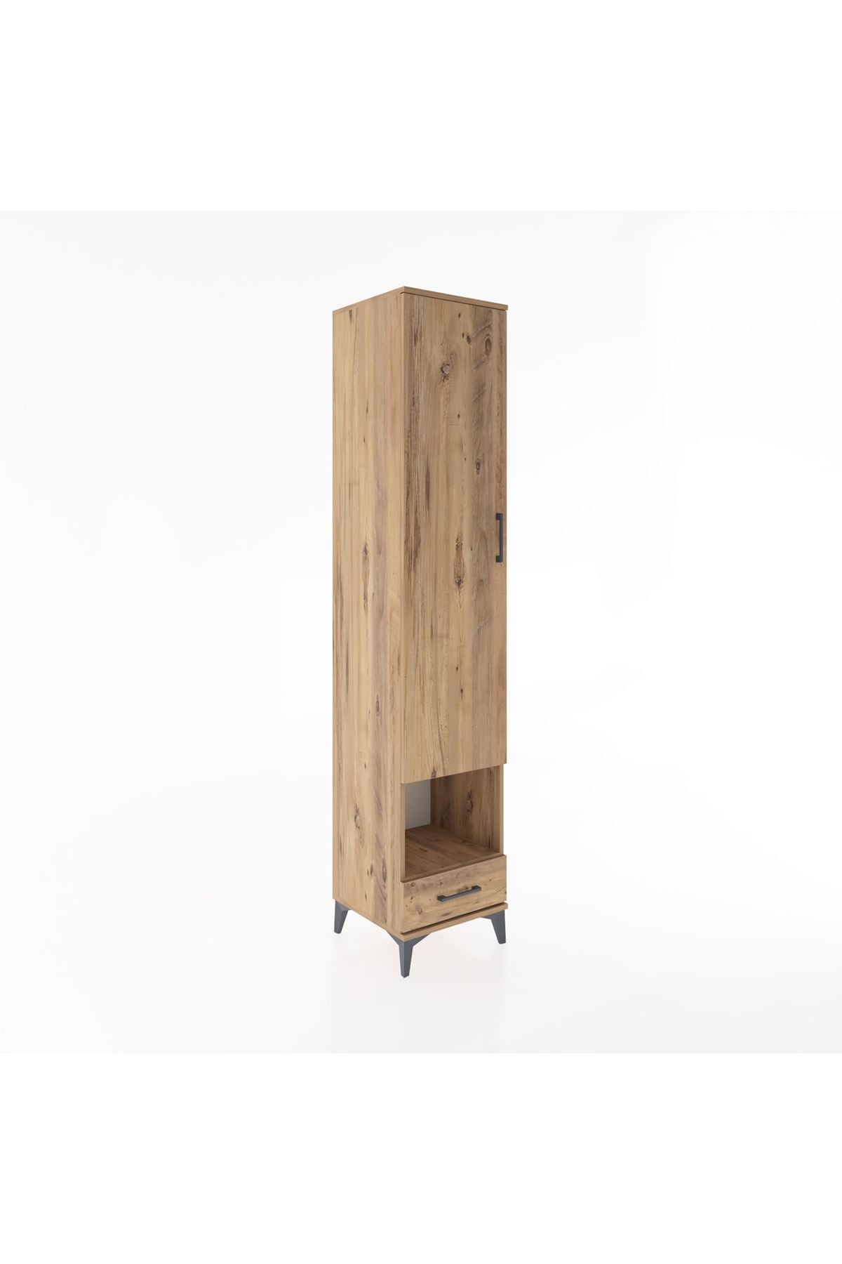 Hyperion Dolap 4 Raflı Tek Çekmeceli Tek Askılı 44x44x221 Çam-Çam