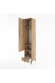 Hyperion Dolap 4 Raflı Tek Çekmeceli Tek Askılı 44x44x221 Çam-Çam