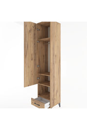 Hyperion Dolap 4 Raflı Tek Çekmeceli Tek Askılı 44x44x221 Çam-Çam