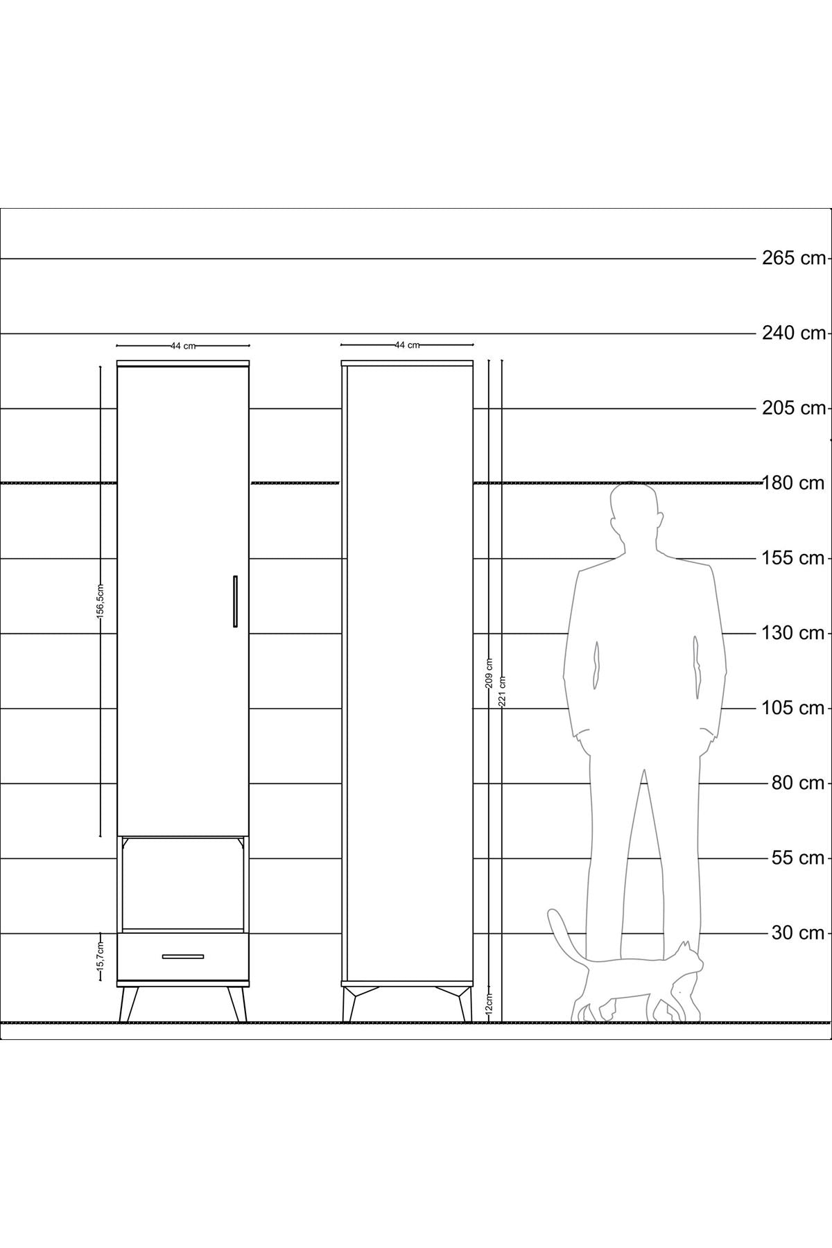Hyperion Dolap 6 Raflı Tek Çekmeceli Tek Kapaklı 44x44x221 Aytaşı-Çam