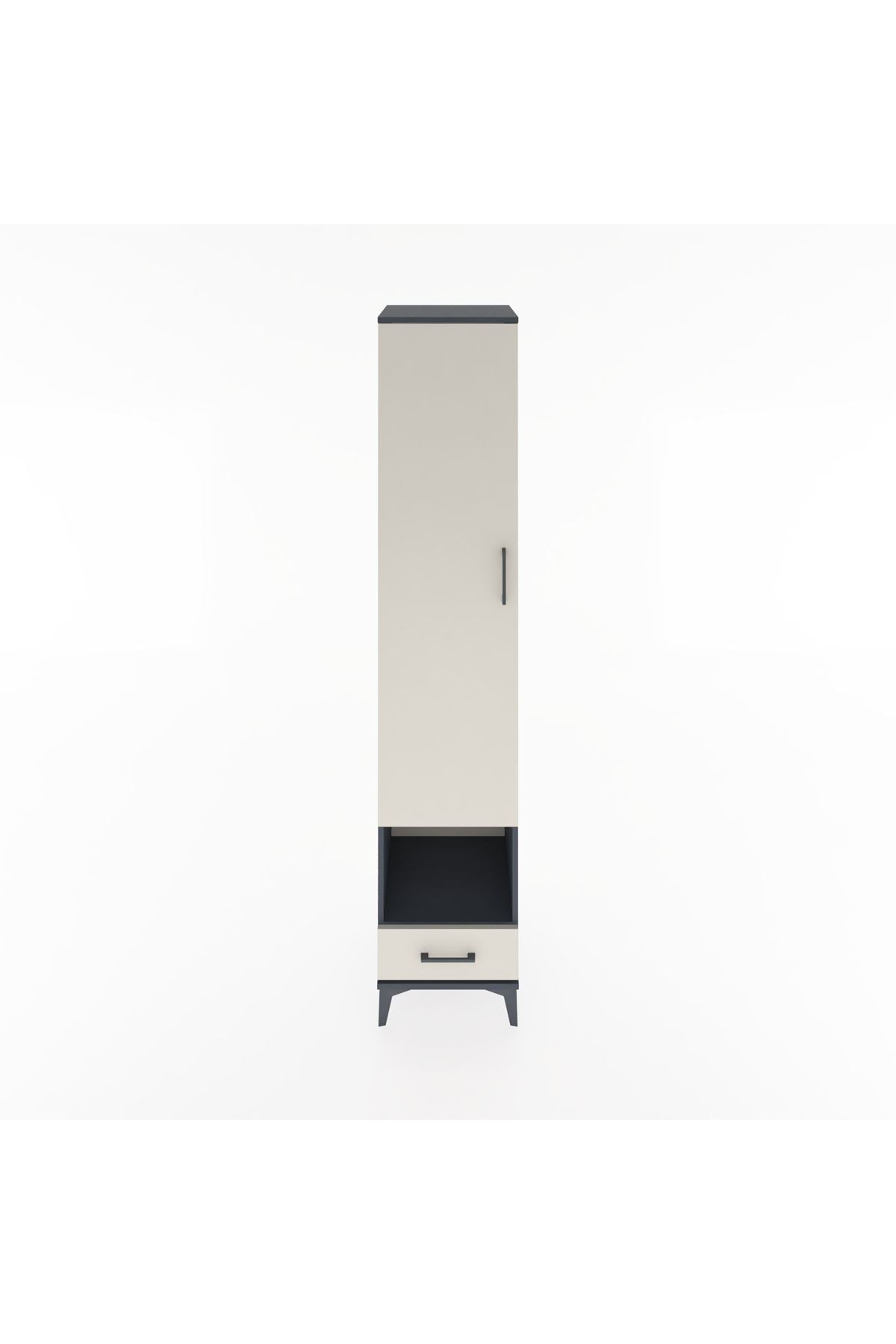 Hyperion Dolap 6 Raflı Tek Çekmeceli Tek Kapaklı 44x44x221 Antrasit-Aytaşı