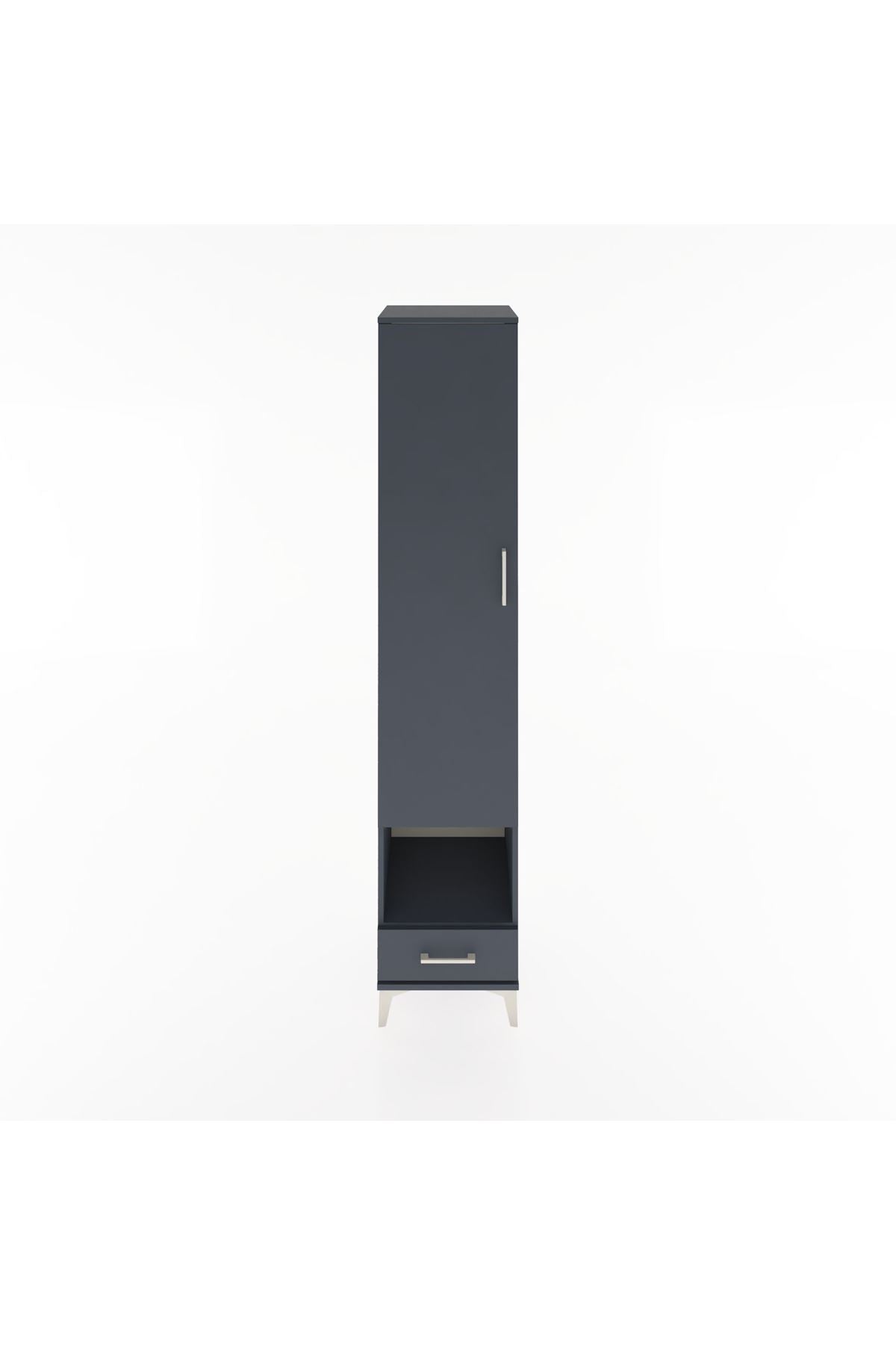 Hyperion Dolap 6 Raflı Tek Çekmeceli Tek Kapaklı 44x44x221 Antrasit-Antrasit