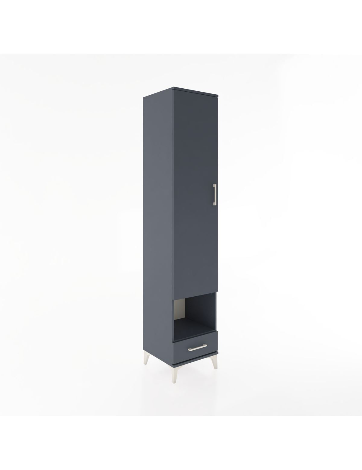 Hyperion Dolap 6 Raflı Tek Çekmeceli Tek Kapaklı 44x44x221 Antrasit-Antrasit