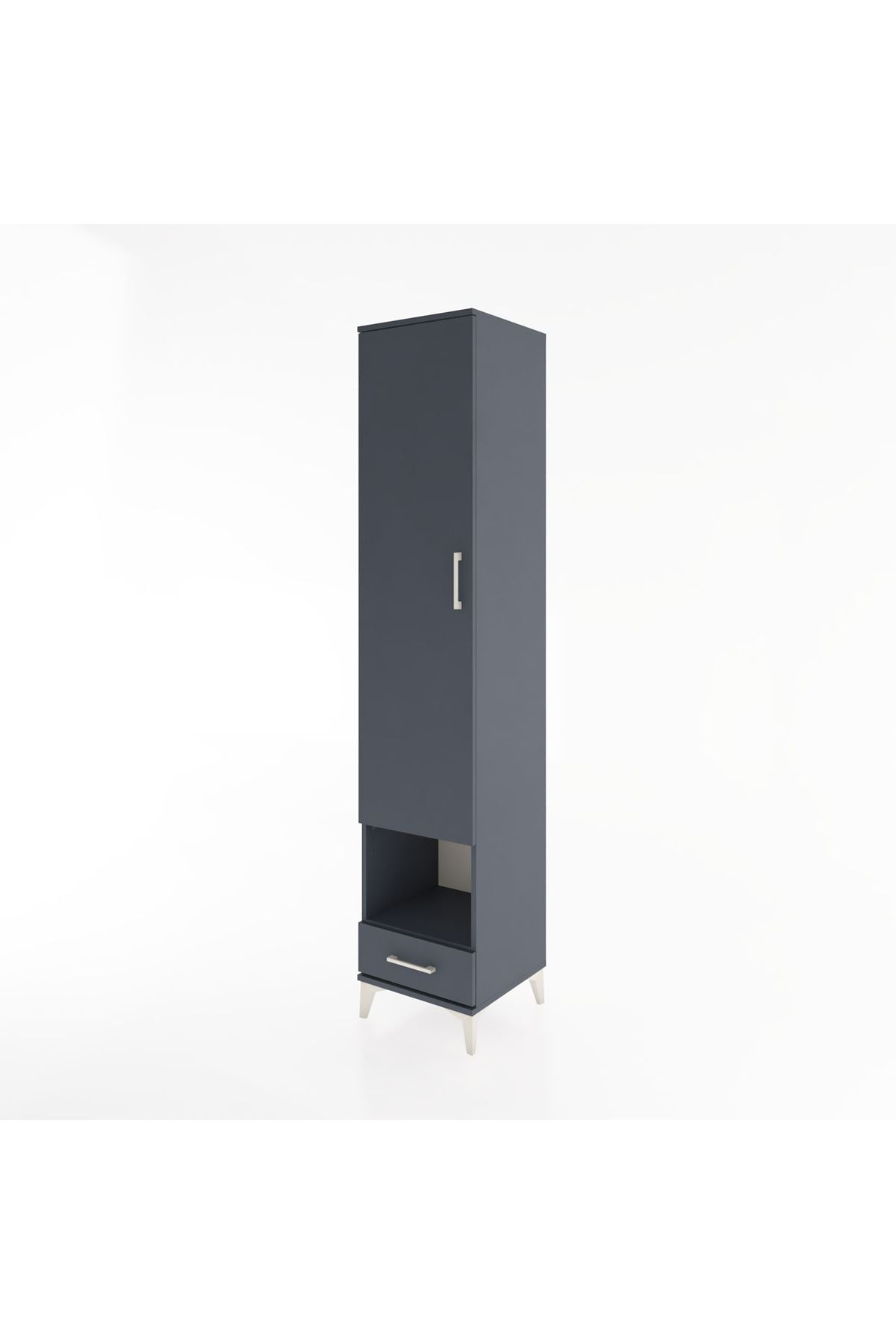 Hyperion Dolap 6 Raflı Tek Çekmeceli Tek Kapaklı 44x44x221 Antrasit-Antrasit