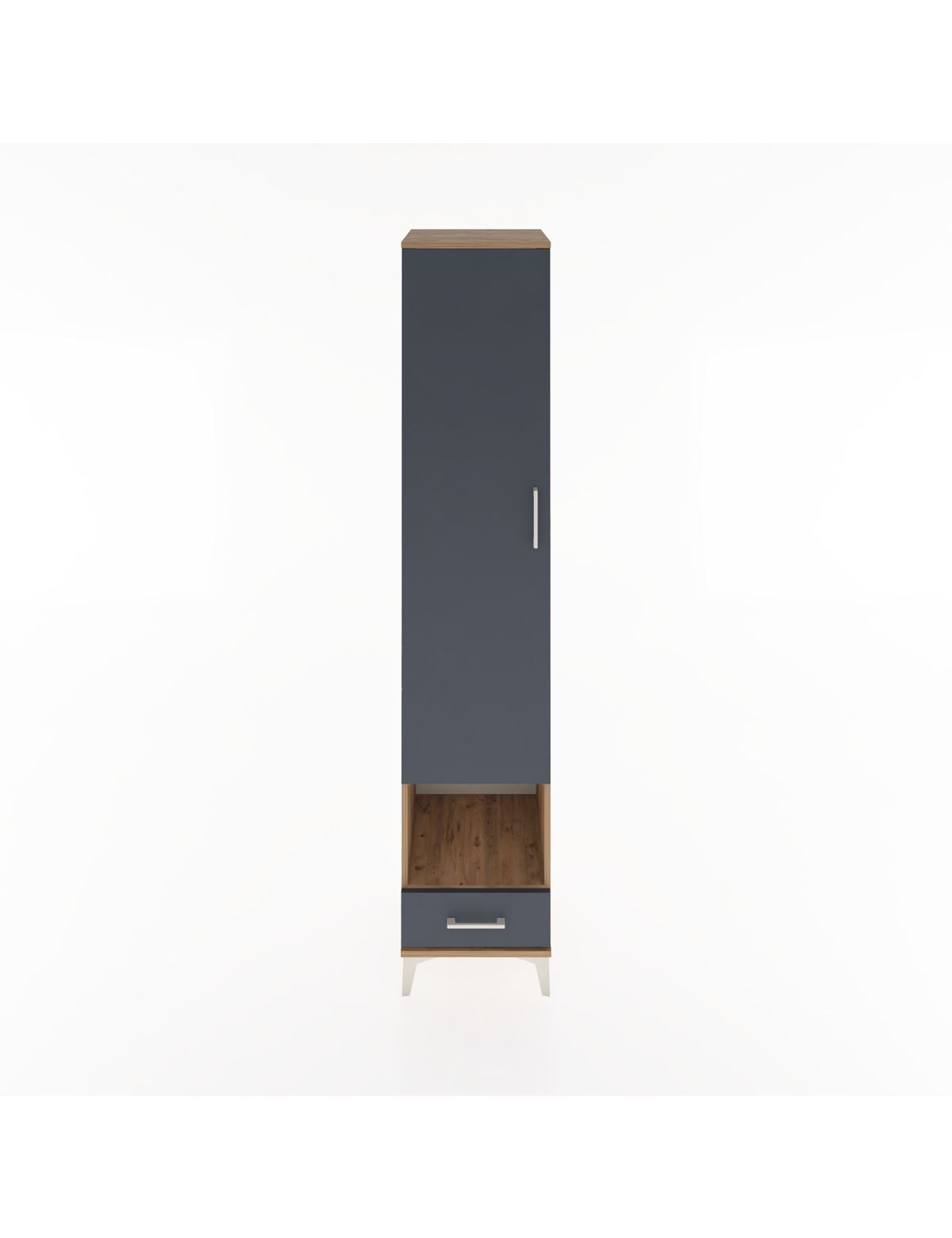 Hyperion Dolap 6 Raflı Tek Çekmeceli Tek Kapaklı 44x44x221 Çam-Antrasit