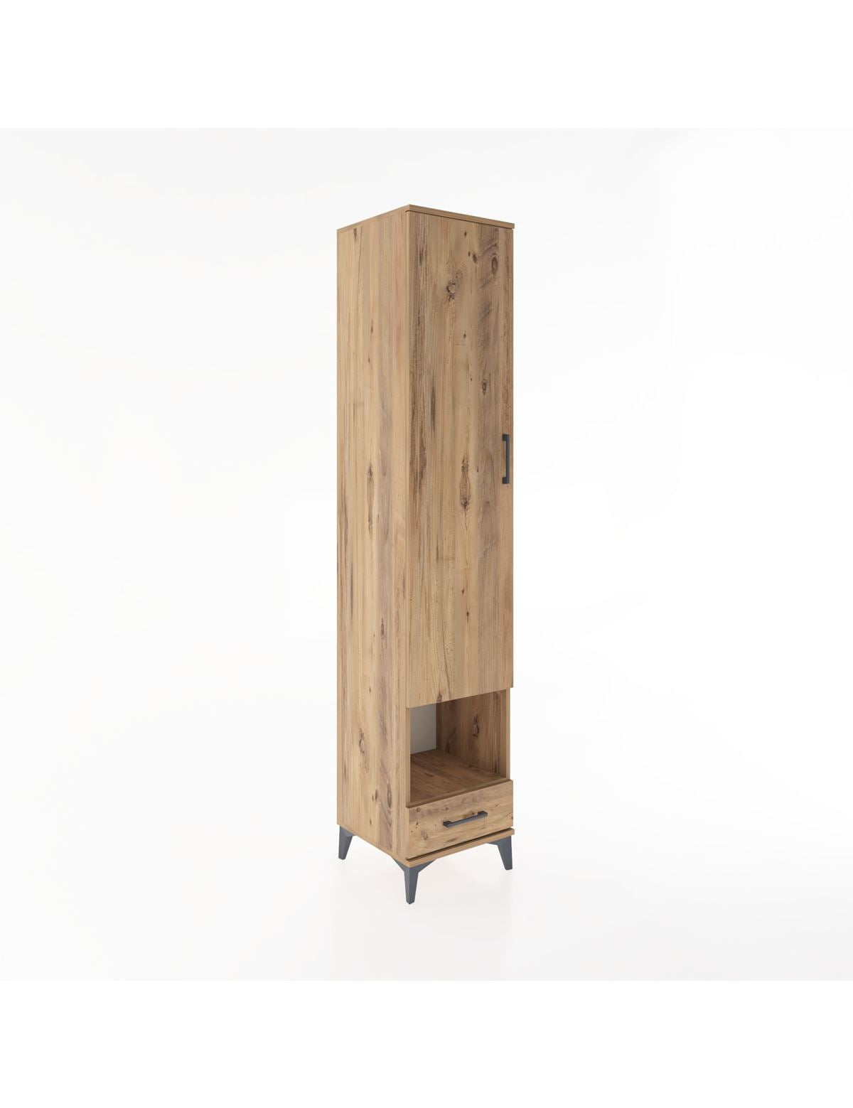 Hyperion Dolap 6 Raflı Tek Çekmeceli Tek Kapaklı 44x44x221 Çam-Çam