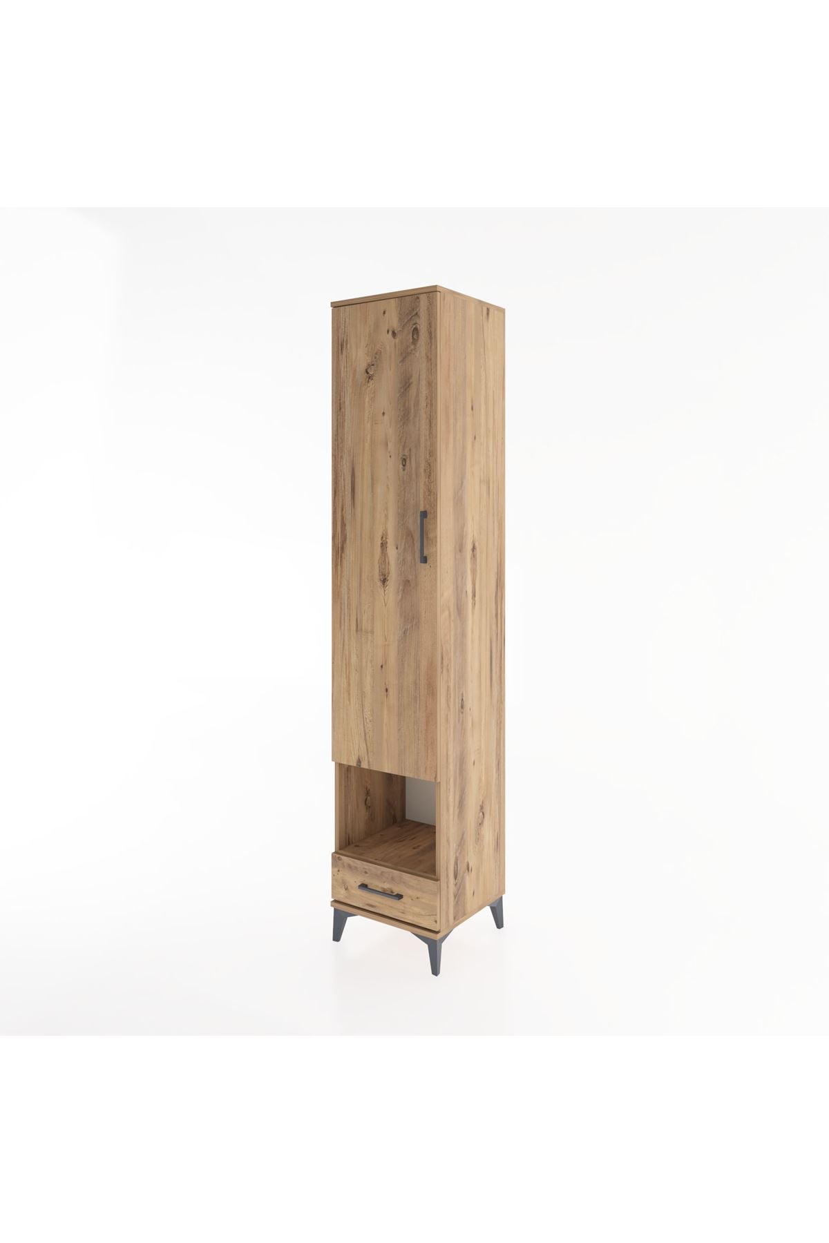 Hyperion Dolap 6 Raflı Tek Çekmeceli Tek Kapaklı 44x44x221 Çam-Çam