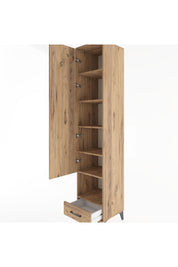 Hyperion Dolap 6 Raflı Tek Çekmeceli Tek Kapaklı 44x44x221 Çam-Çam