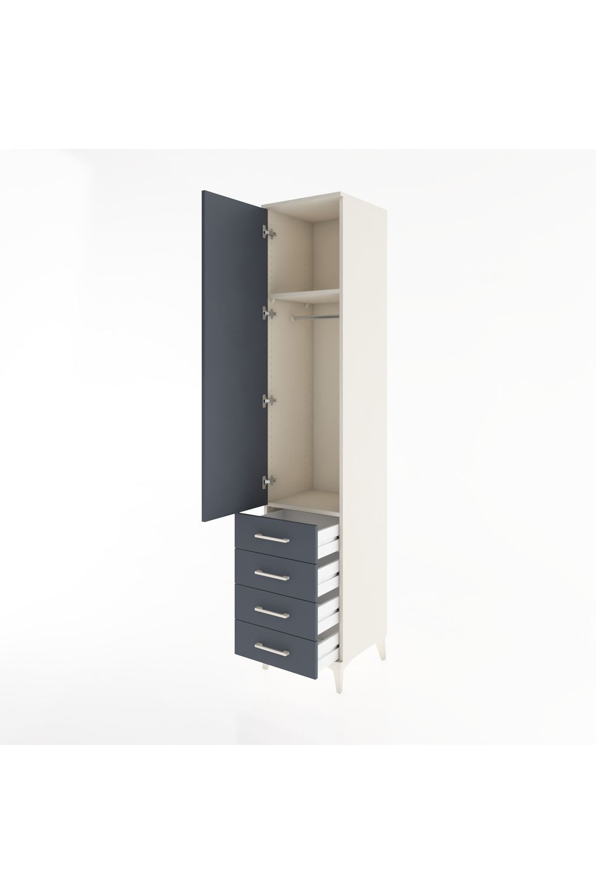 Hyperion Dolap 2 Raflı 4 Çekmeceli Tek Askılı 44x44x221 Aytaşı-Antrasit