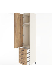 Hyperion Dolap 2 Raflı 4 Çekmeceli Tek Askılı 44x44x221 Aytaşı-Çam