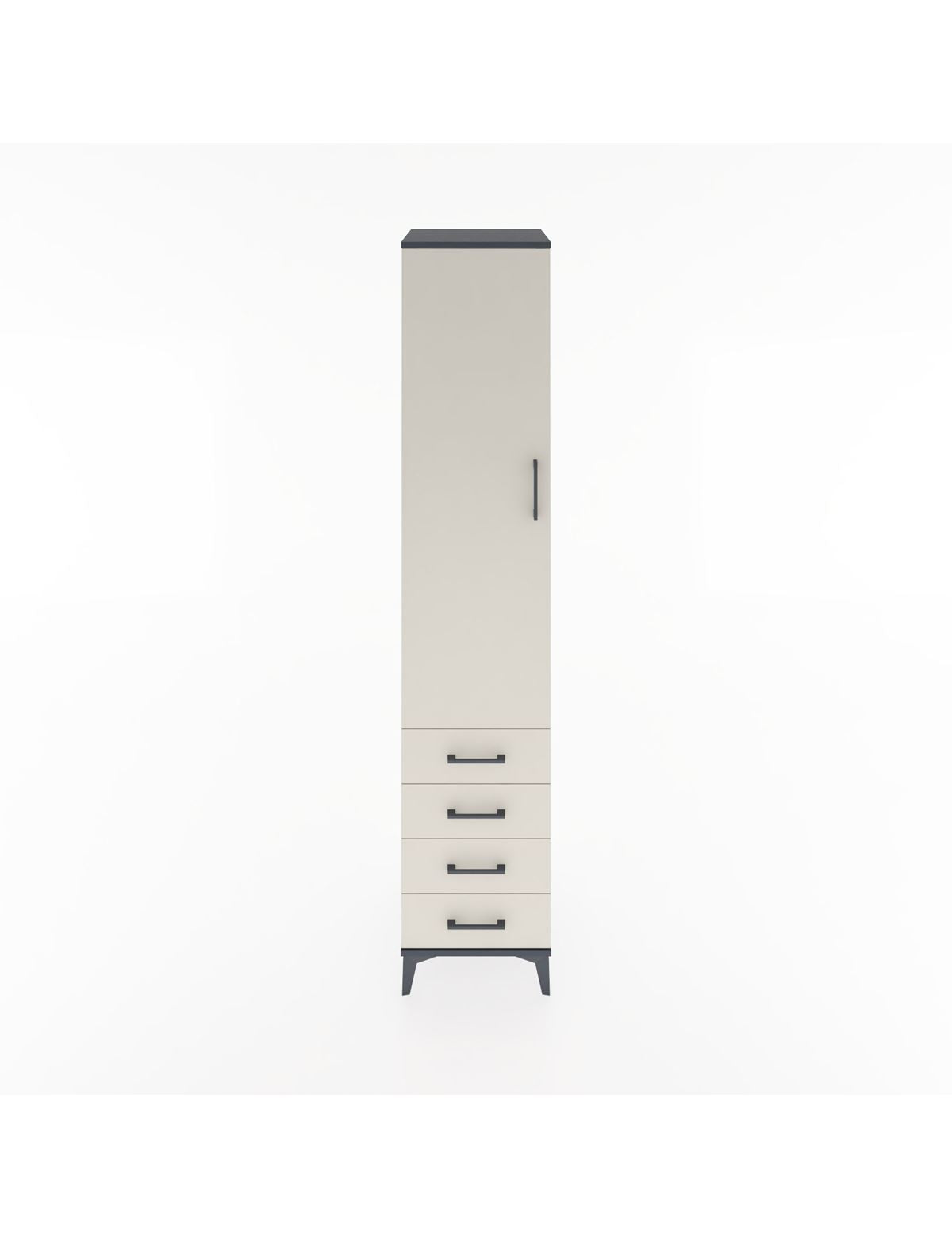 Hyperion Dolap 2 Raflı 4 Çekmeceli Tek Askılı 44x44x221 Antrasit-Aytaşı