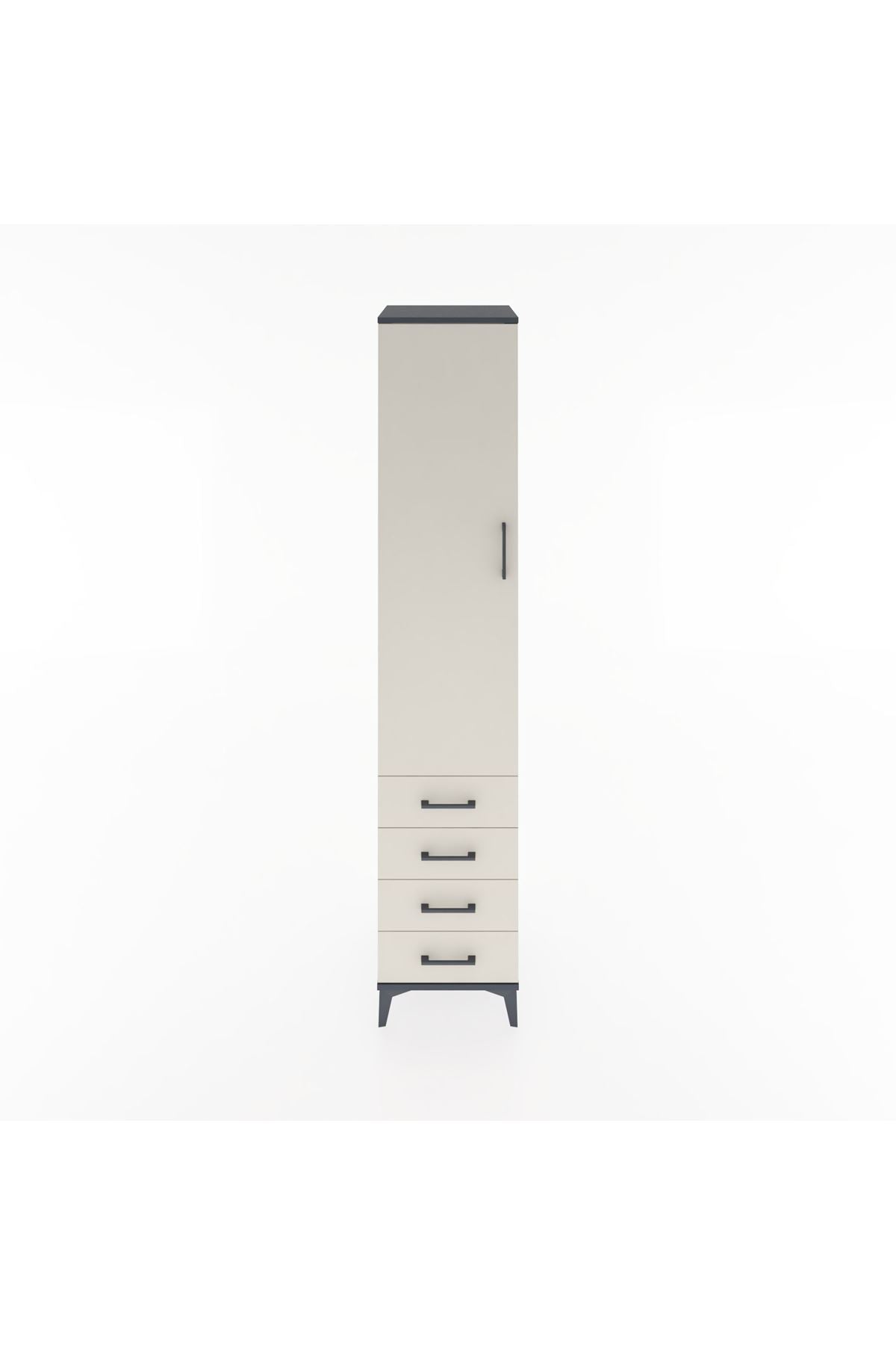 Hyperion Dolap 2 Raflı 4 Çekmeceli Tek Askılı 44x44x221 Antrasit-Aytaşı