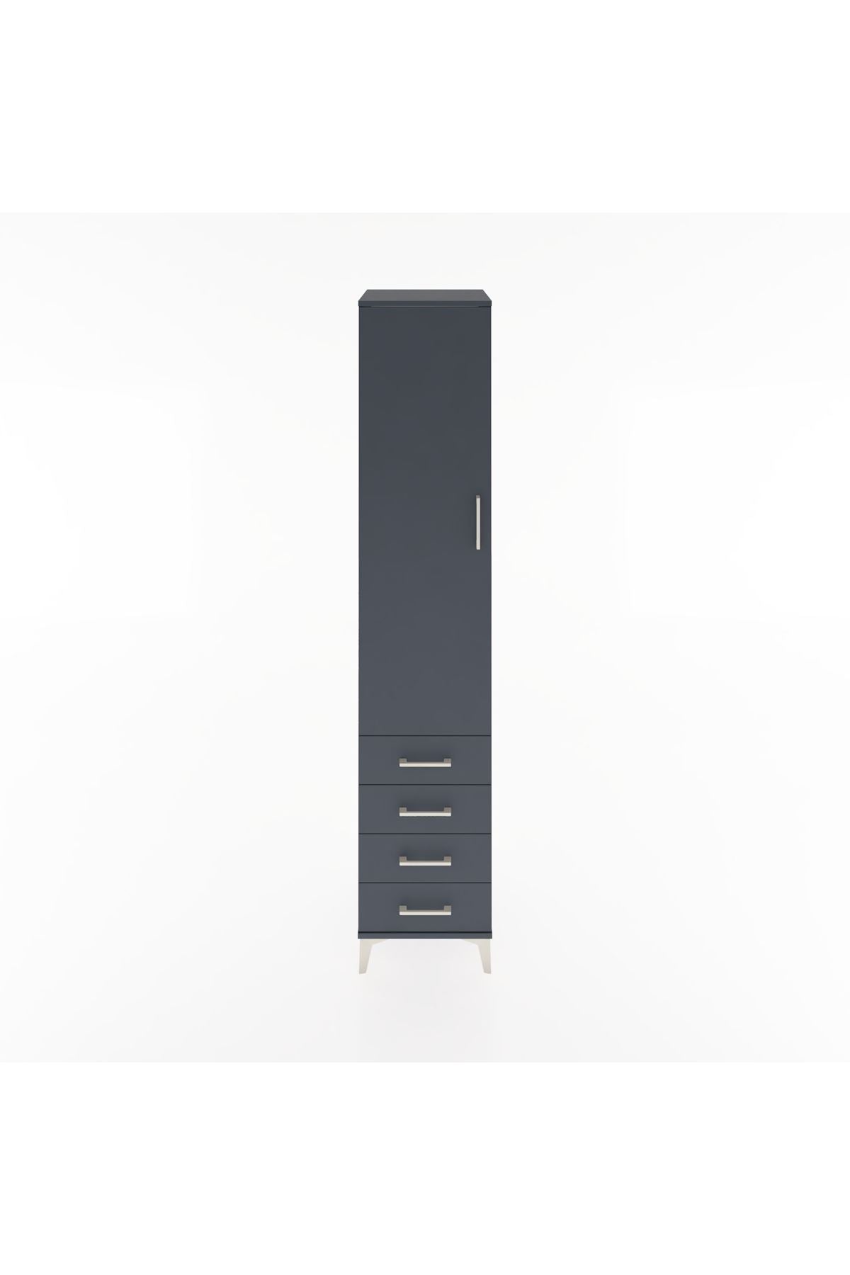 Hyperion Dolap 2 Raflı 4 Çekmeceli Tek Askılı 44x44x221 Antrasit-Antrasit