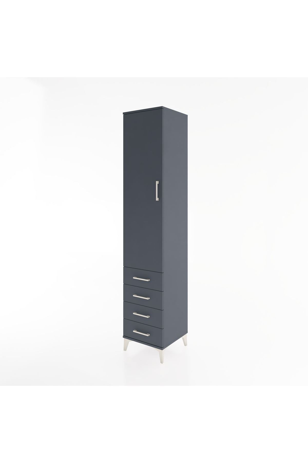 Hyperion Dolap 2 Raflı 4 Çekmeceli Tek Askılı 44x44x221 Antrasit-Antrasit