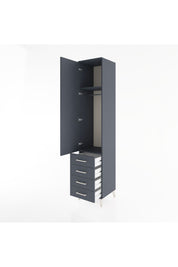 Hyperion Dolap 2 Raflı 4 Çekmeceli Tek Askılı 44x44x221 Antrasit-Antrasit