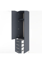 Hyperion Dolap 2 Raflı 4 Çekmeceli Tek Askılı 44x44x221 Antrasit-Antrasit