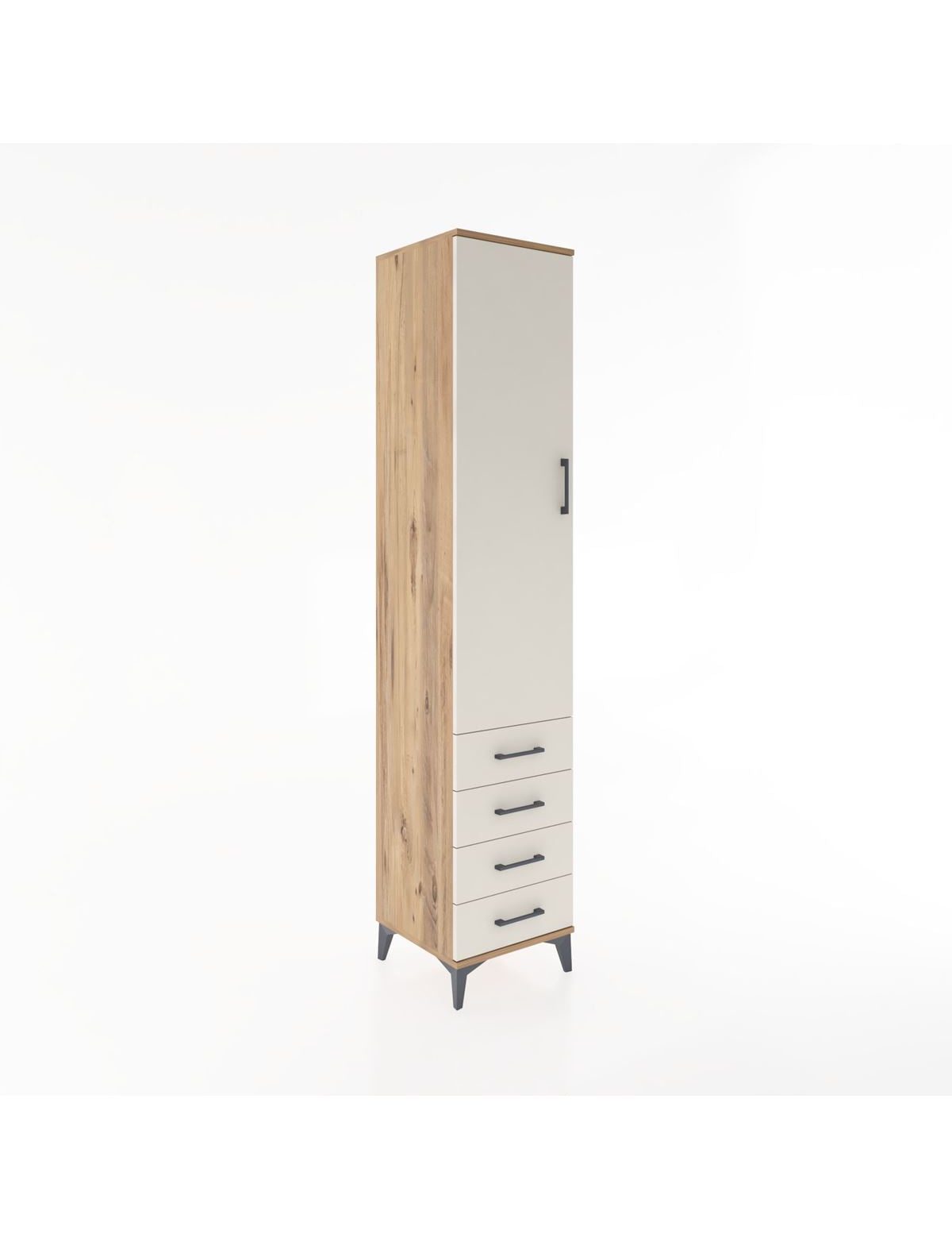 Hyperion Dolap 2 Raflı 4 Çekmeceli Tek Askılı 44x44x221 Çam-Aytaşı