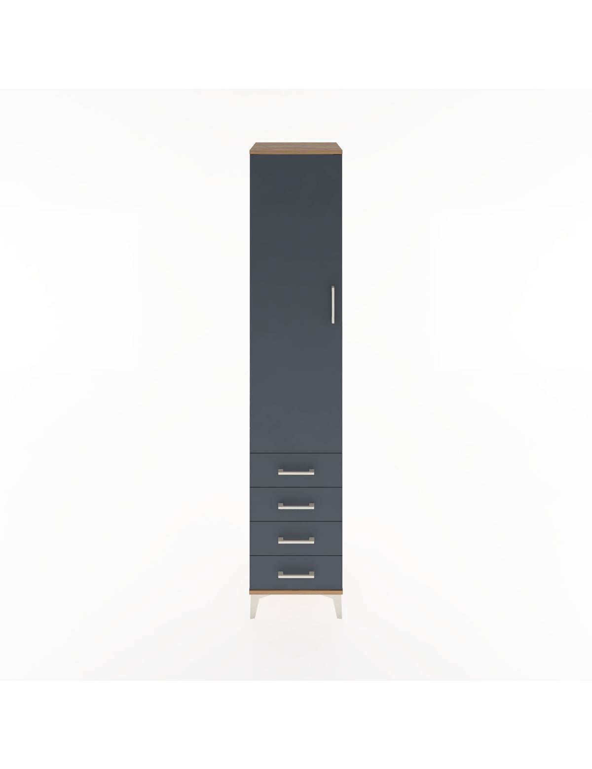 Hyperion Dolap 2 Raflı 4 Çekmeceli Tek Askılı 44x44x221 Çam-Antrasit