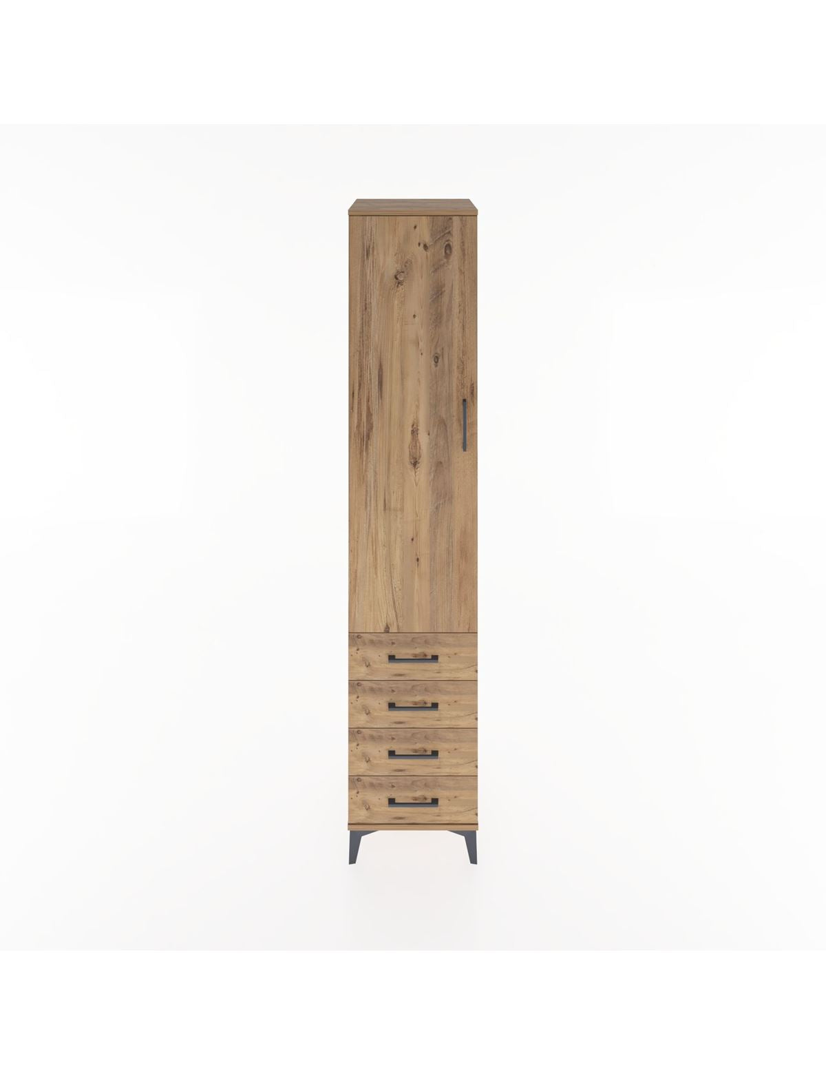 Hyperion Dolap 2 Raflı 4 Çekmeceli Tek Askılı 44x44x221 Çam-Çam