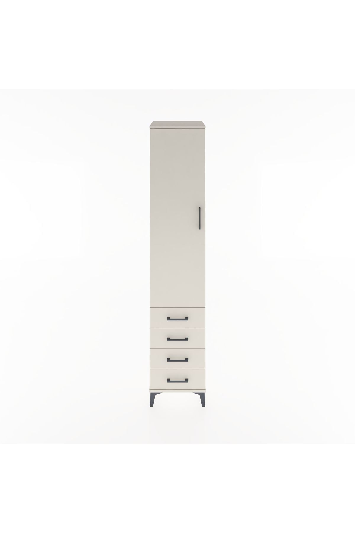 Hyperion Dolap 4 Raflı 4 Çekmeceli Tek Kapaklı 44x44x221 Aytaşı-Aytaşı