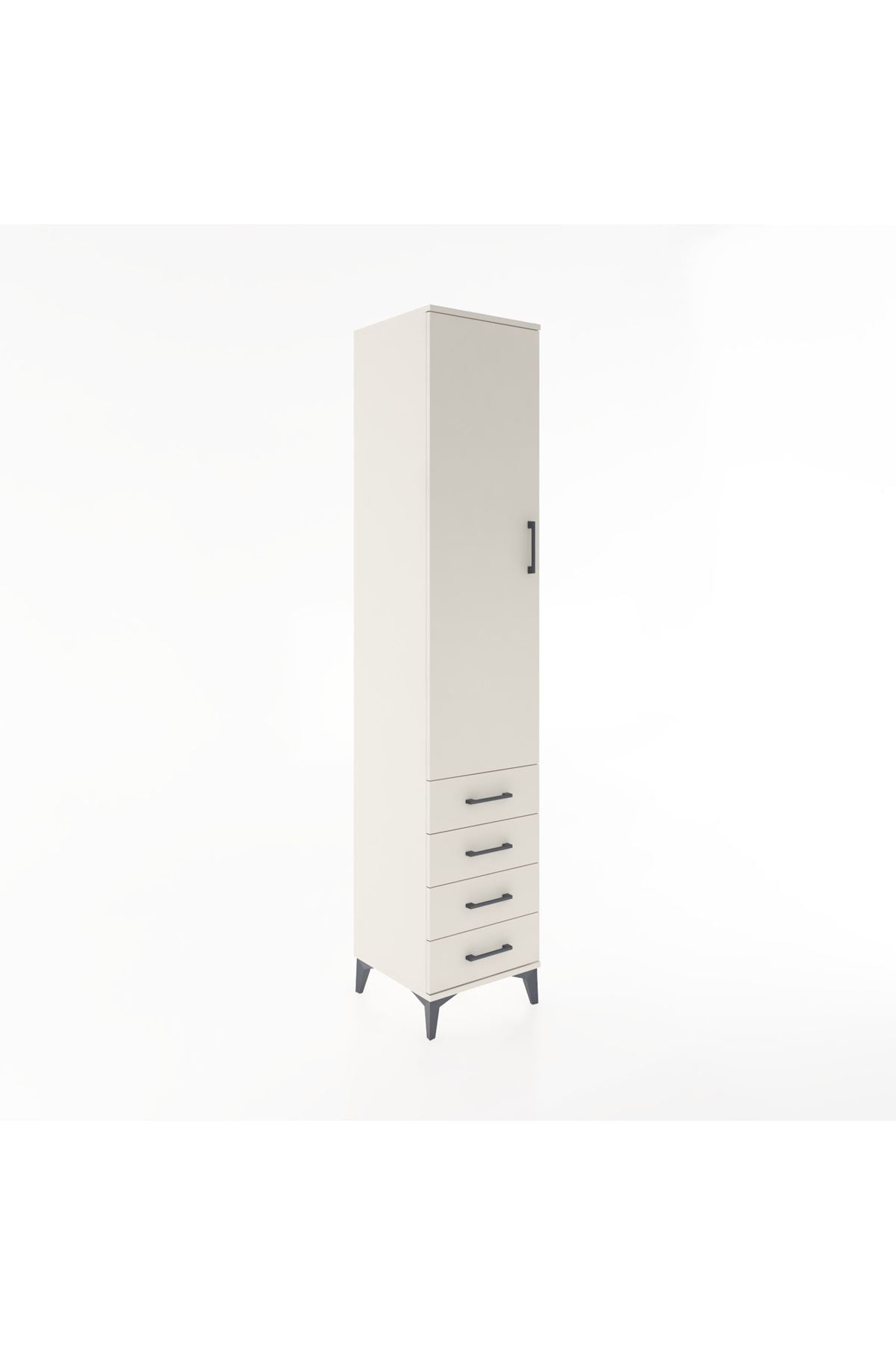 Hyperion Dolap 4 Raflı 4 Çekmeceli Tek Kapaklı 44x44x221 Aytaşı-Aytaşı