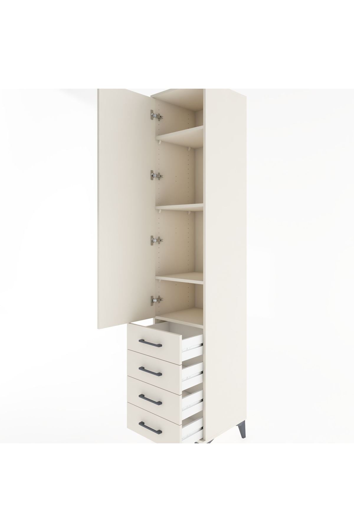 Hyperion Dolap 4 Raflı 4 Çekmeceli Tek Kapaklı 44x44x221 Aytaşı-Aytaşı