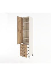 Hyperion Dolap 4 Raflı 4 Çekmeceli Tek Kapaklı 44x44x221 Aytaşı-Çam