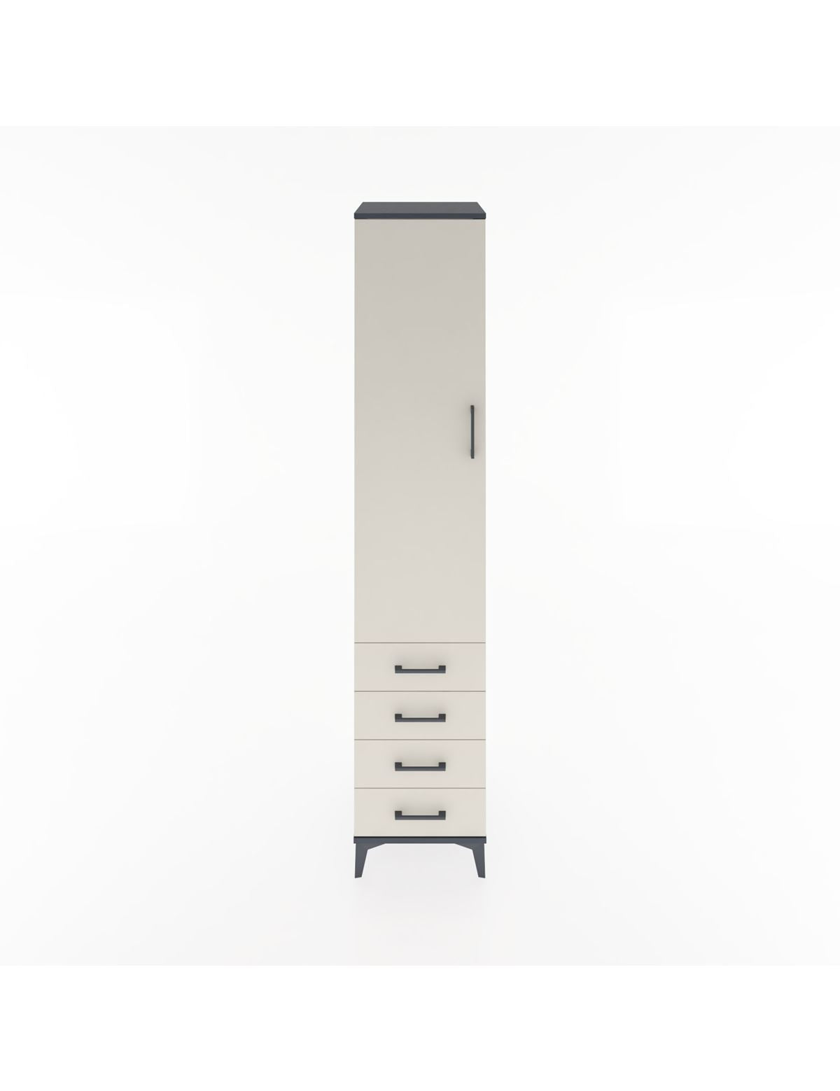 Hyperion Dolap 4 Raflı 4 Çekmeceli Tek Kapaklı 44x44x221 Antrasit-Aytaşı