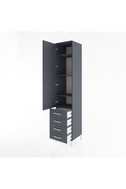 Hyperion Dolap 4 Raflı 4 Çekmeceli Tek Kapaklı 44x44x221 Antrasit-Antrasit