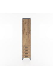 Hyperion Dolap 4 Raflı 4 Çekmeceli Tek Kapaklı 44x44x221 Antrasit-Çam