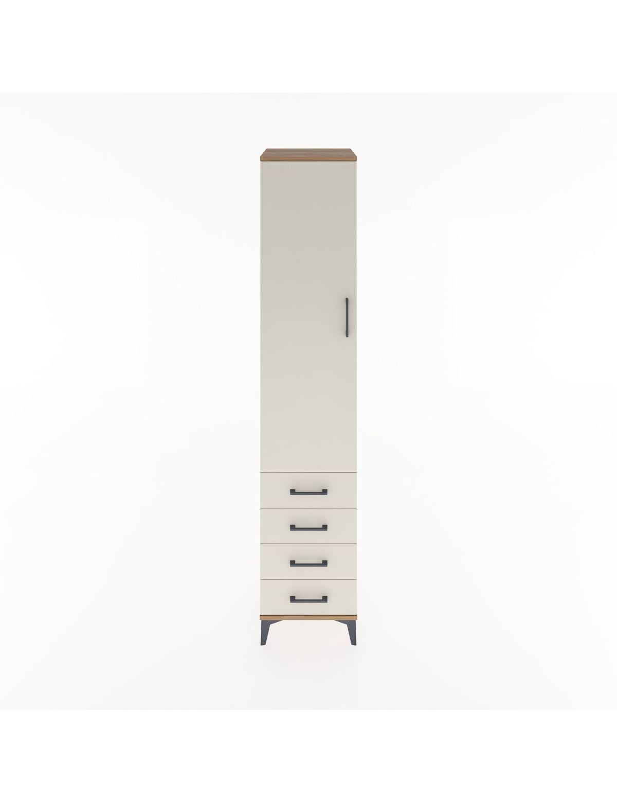 Hyperion Dolap 4 Raflı 4 Çekmeceli Tek Kapaklı 44x44x221 Çam-Aytaşı