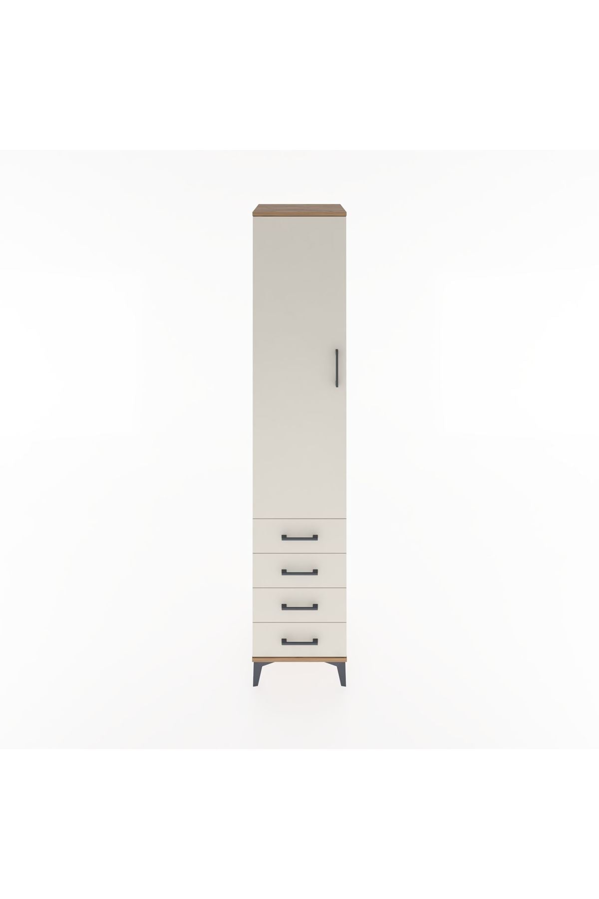 Hyperion Dolap 4 Raflı 4 Çekmeceli Tek Kapaklı 44x44x221 Çam-Aytaşı