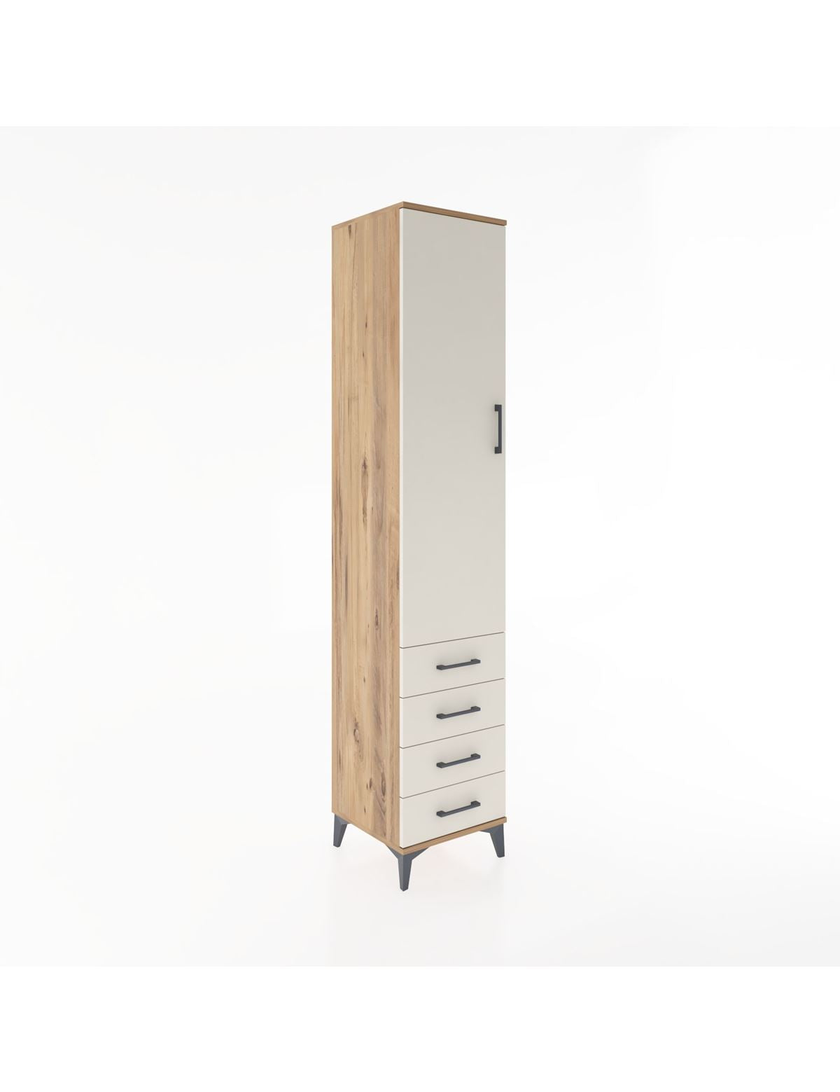 Hyperion Dolap 4 Raflı 4 Çekmeceli Tek Kapaklı 44x44x221 Çam-Aytaşı