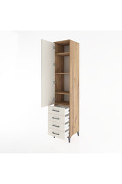 Hyperion Dolap 4 Raflı 4 Çekmeceli Tek Kapaklı 44x44x221 Çam-Aytaşı