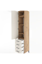 Hyperion Dolap 4 Raflı 4 Çekmeceli Tek Kapaklı 44x44x221 Çam-Aytaşı