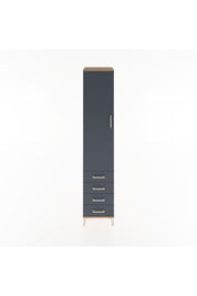 Hyperion Dolap 4 Raflı 4 Çekmeceli Tek Kapaklı 44x44x221 Çam-Antrasit