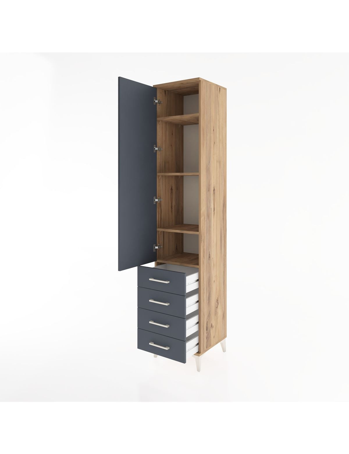 Hyperion Dolap 4 Raflı 4 Çekmeceli Tek Kapaklı 44x44x221 - S61M031V8B