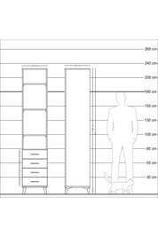 Hyperion Dolap 4 Raflı 4 Çekmeceli 44x44x221 Aytaşı-Antrasit