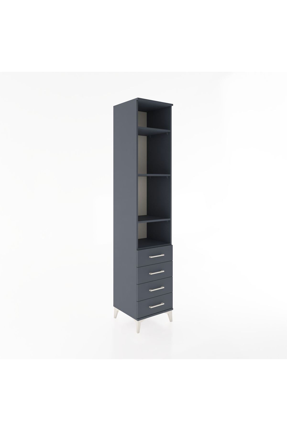 Hyperion Dolap 4 Raflı 4 Çekmeceli 44x44x221 Antrasit-Antrasit