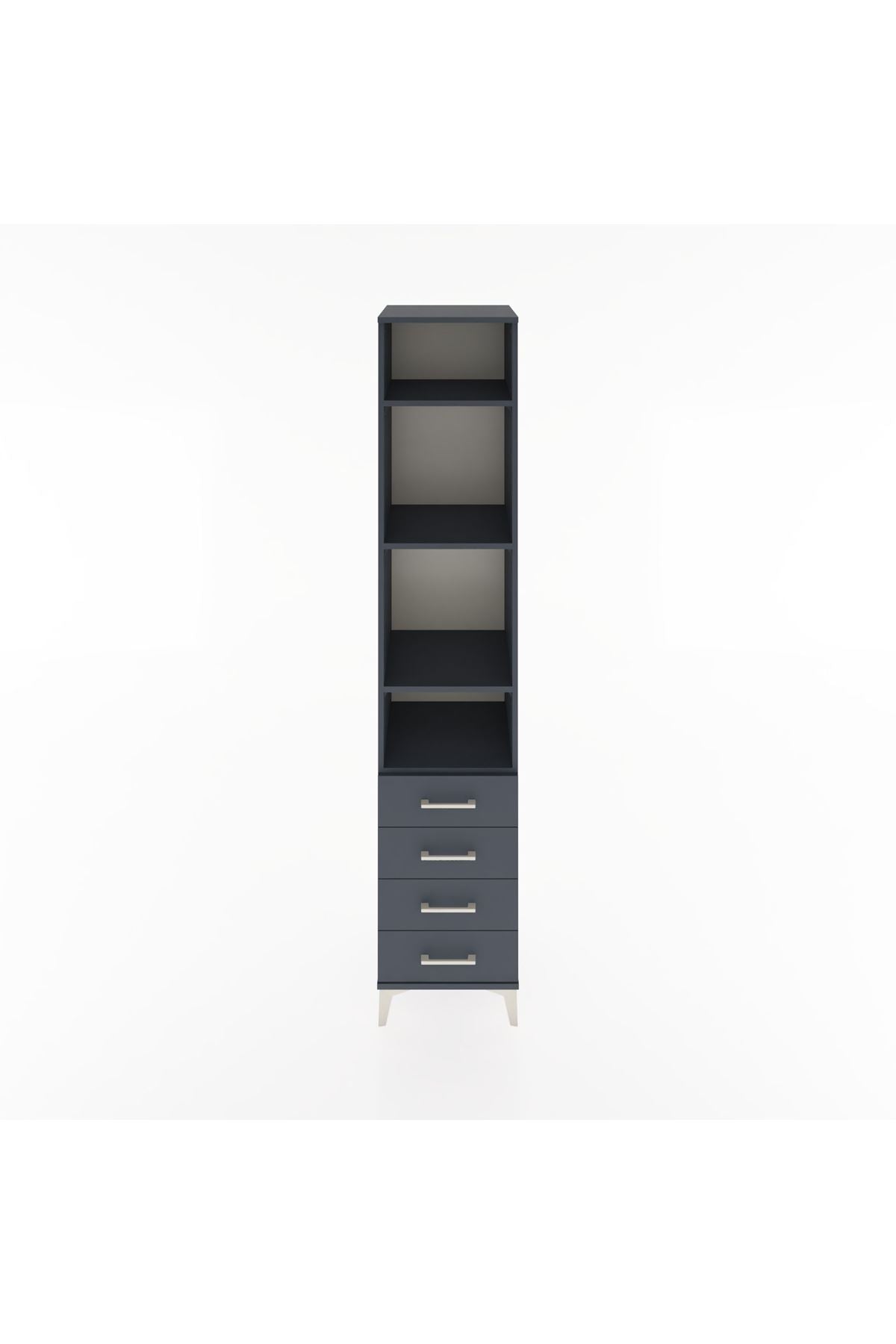 Hyperion Dolap 4 Raflı 4 Çekmeceli 44x44x221 Antrasit-Antrasit