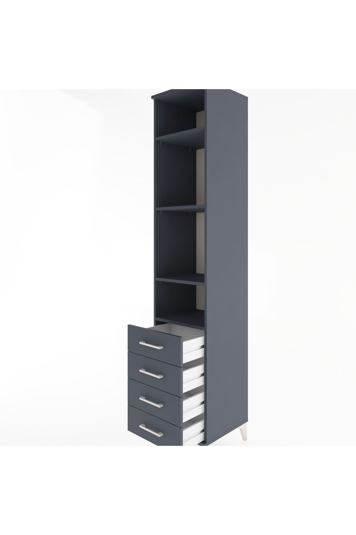 Hyperion Dolap 4 Raflı 4 Çekmeceli 44x44x221 Antrasit-Antrasit