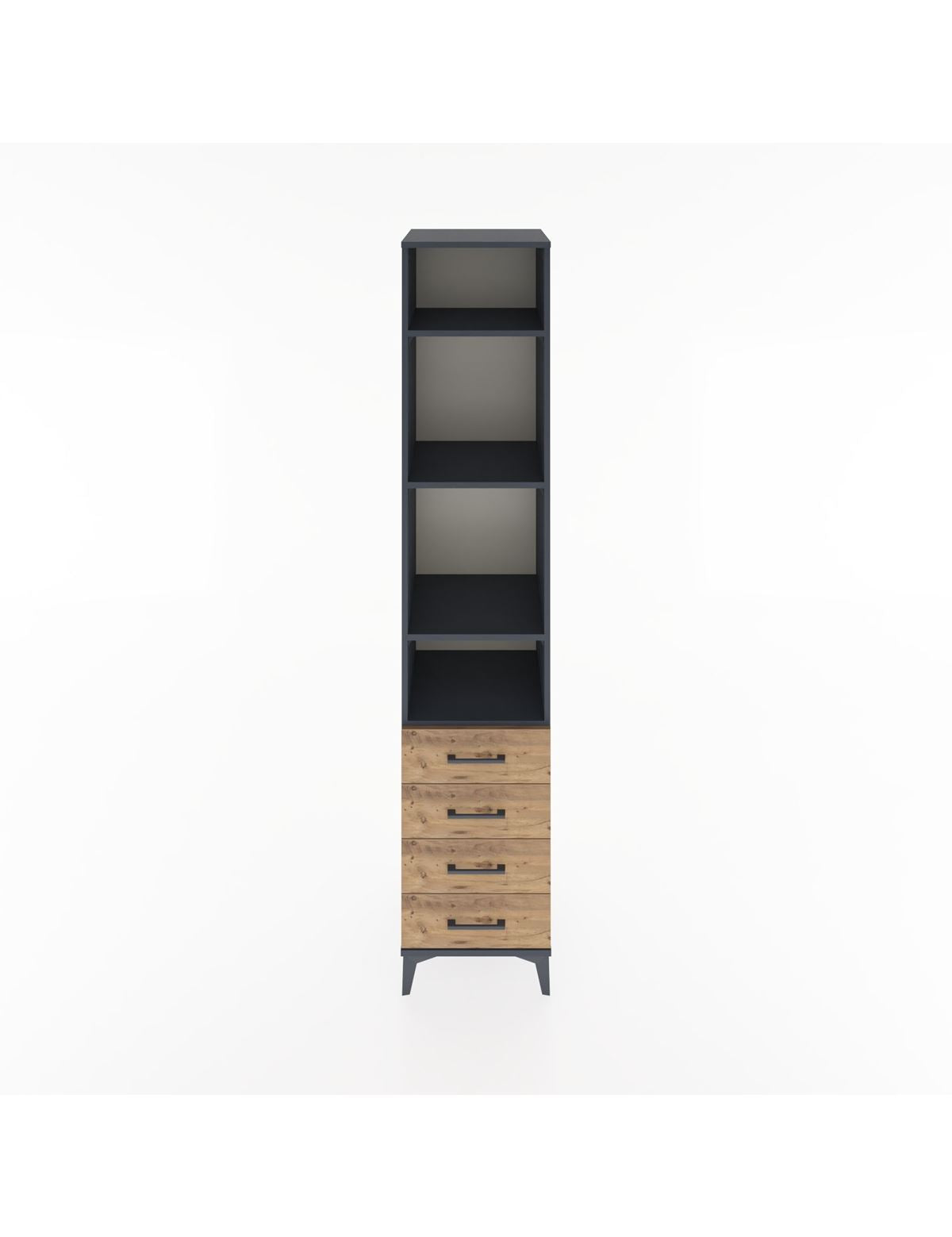 Hyperion Dolap 4 Raflı 4 Çekmeceli 44x44x221 Antrasit-Çam