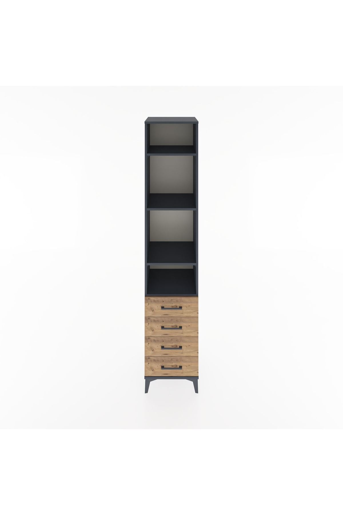 Hyperion Dolap 4 Raflı 4 Çekmeceli 44x44x221 Antrasit-Çam